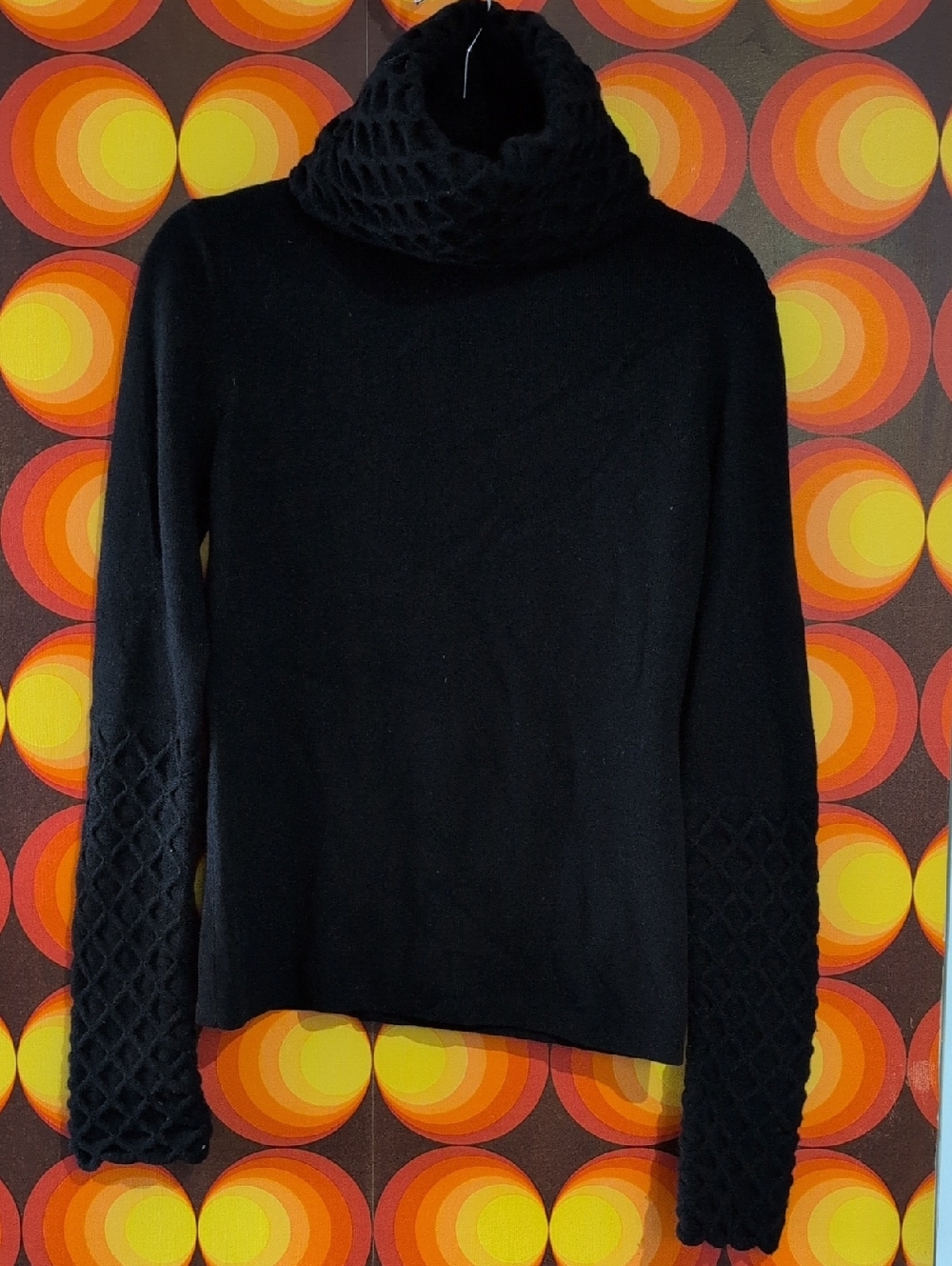 TEMPERLY OF LONDON Women's Black Cable-Detail Cowl Neck Sweater